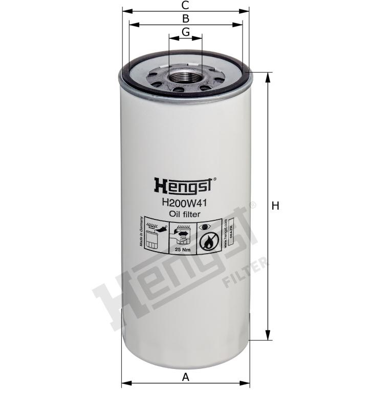 Filtre à huile HENGST H200W41